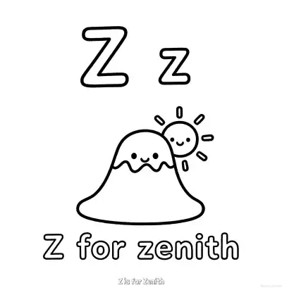 Free printable Z is for Zenith  Coloring Page - Free Printable English letter Recognition PDFS Coloring Sheets coloring page