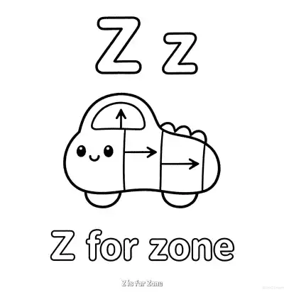 Free printable Z is for Zone  Coloring Page - Free Printable English letter Recognition PDFS Coloring Sheets coloring page