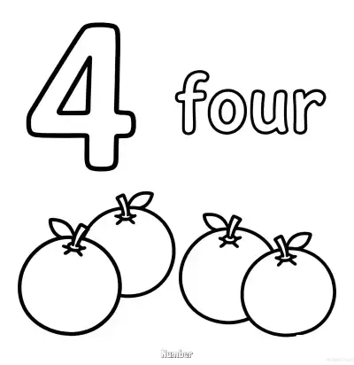 Free printable Number 4  Coloring Page - Free Printable Numbers Coloring Page PDFS Coloring Sheets coloring page