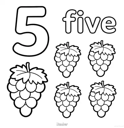 Free printable Number 5  Coloring Page - Free Printable Numbers Coloring Page PDFS Coloring Sheets coloring page