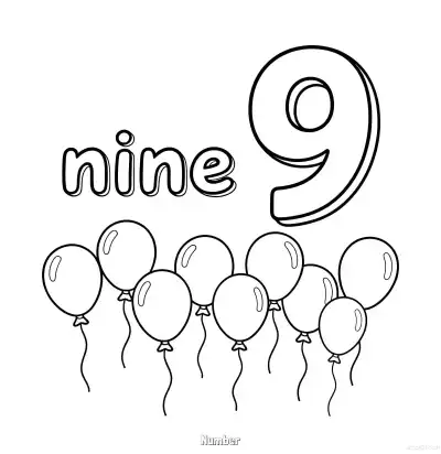 Free printable Number 9  Coloring Page - Free Printable Numbers Coloring Page PDFS Coloring Sheets coloring page
