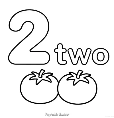 Free printable Vegetable Number 2  Coloring Page - Free Printable Numbers Coloring Page PDFS Coloring Sheets coloring page