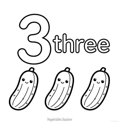 Free printable Vegetable Number 3  Coloring Page - Free Printable Numbers Coloring Page PDFS Coloring Sheets coloring page