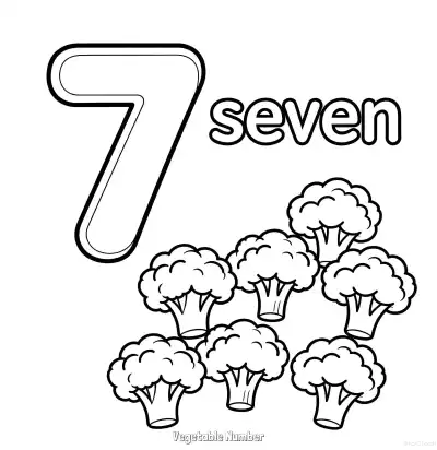 Free printable Vegetable Number 7  Coloring Page - Free Printable Numbers Coloring Page PDFS Coloring Sheets coloring page