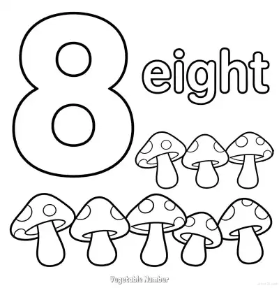 Free printable Vegetable Number 8  Coloring Page - Free Printable Numbers Coloring Page PDFS Coloring Sheets coloring page