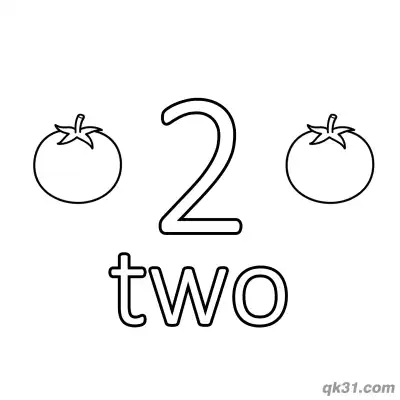 Free printable Number 2 Two Red Tomatoes Counting Coloring Page coloring page
