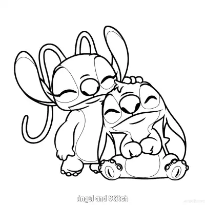 Free printable Angel and Stitch 3 Coloring Page - Free Printable Lilo & Stitch PDF Coloring Sheets coloring page