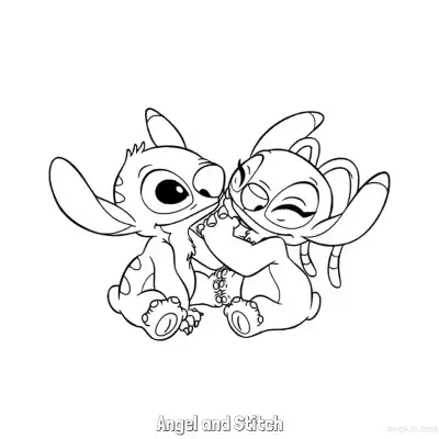 Free printable Angel and Stitch 4 Coloring Page - Free Printable Lilo & Stitch PDF Coloring Sheets coloring page