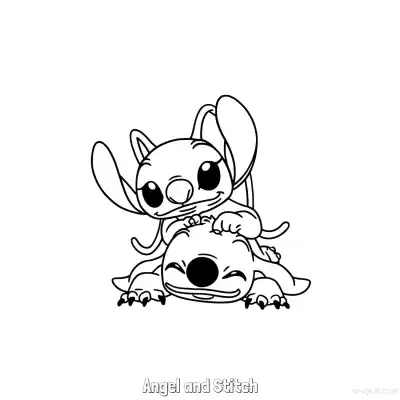 Free printable Angel and Stitch 5 Coloring Page - Free Printable Lilo & Stitch PDF Coloring Sheets coloring page