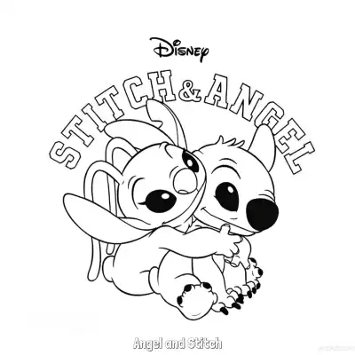 Free printable Angel and Stitch 6 Coloring Page - Free Printable Lilo & Stitch PDF Coloring Sheets coloring page