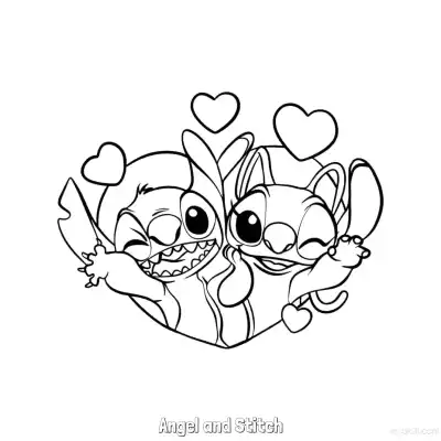 Free printable Angel and Stitch 7 Coloring Page - Free Printable Lilo & Stitch PDF Coloring Sheets coloring page
