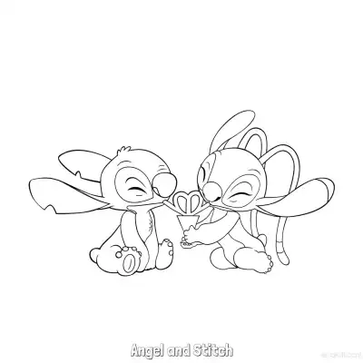 Free printable Angel and Stitch 8 Coloring Page - Free Printable Lilo & Stitch PDF Coloring Sheets coloring page