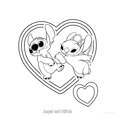 Free printable Angel and Stitch 9 Coloring Page - Free Printable Lilo & Stitch PDF Coloring Sheets coloring page