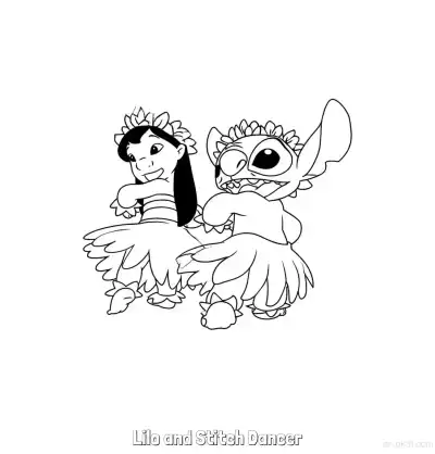 Free printable Lilo and Stitch Dancer  Coloring Page - Free Printable Lilo & Stitch PDF Coloring Sheets coloring page