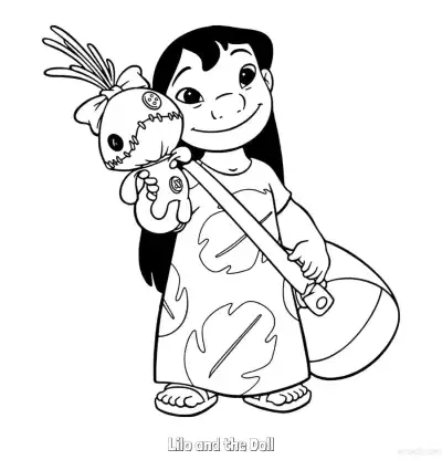 Free printable Lilo and the Doll  Coloring Page - Free Printable Lilo & Stitch PDF Coloring Sheets coloring page