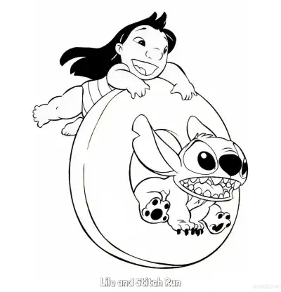 Free printable Lilo and Stitch Run  Coloring Page - Free Printable Lilo & Stitch PDF Coloring Sheets coloring page