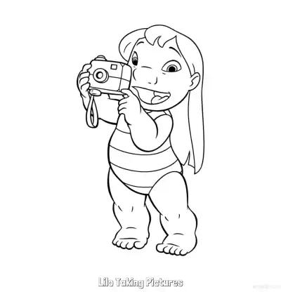 Free printable Lilo Taking Pictures  Coloring Page - Free Printable Lilo & Stitch PDF Coloring Sheets coloring page