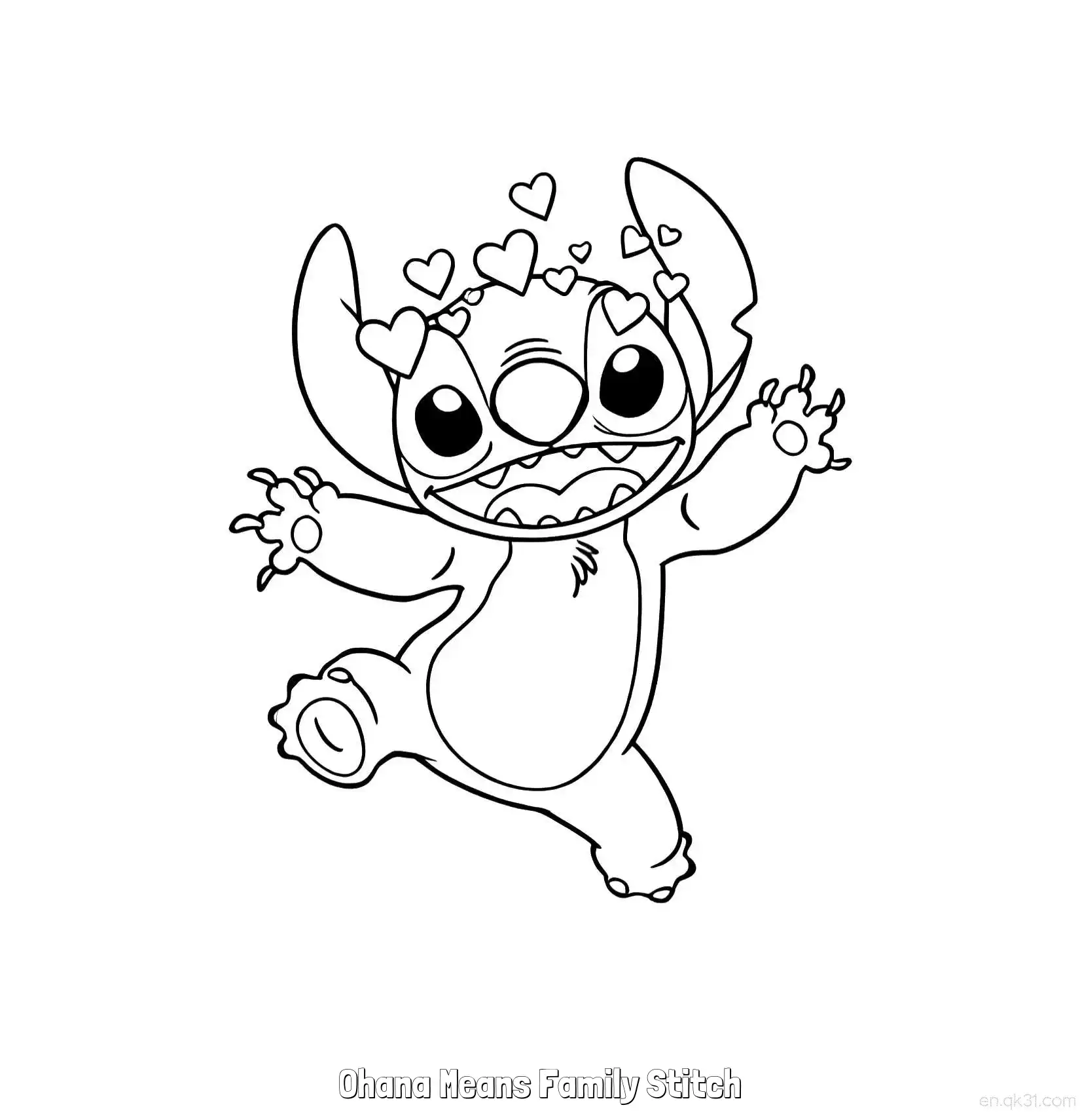 Ohana Means Family Stitch  Coloring Page - Free Printable Lilo & Stitch PDF Coloring Sheets – Free Printable Coloring Page for Kids and Adults