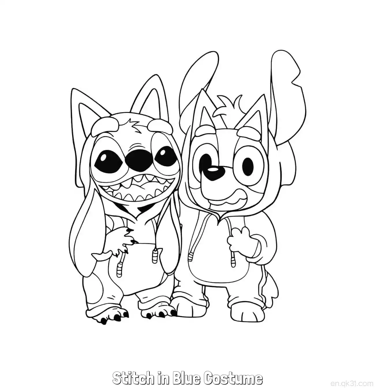 Stitch in Blue Costume  Coloring Page - Free Printable Lilo & Stitch PDF Coloring Sheets – Free Printable Coloring Page for Kids and Adults