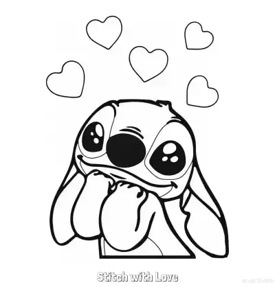 Free printable Stitch with Love 2 2 Coloring Page - Free Printable Lilo & Stitch PDF Coloring Sheets coloring page