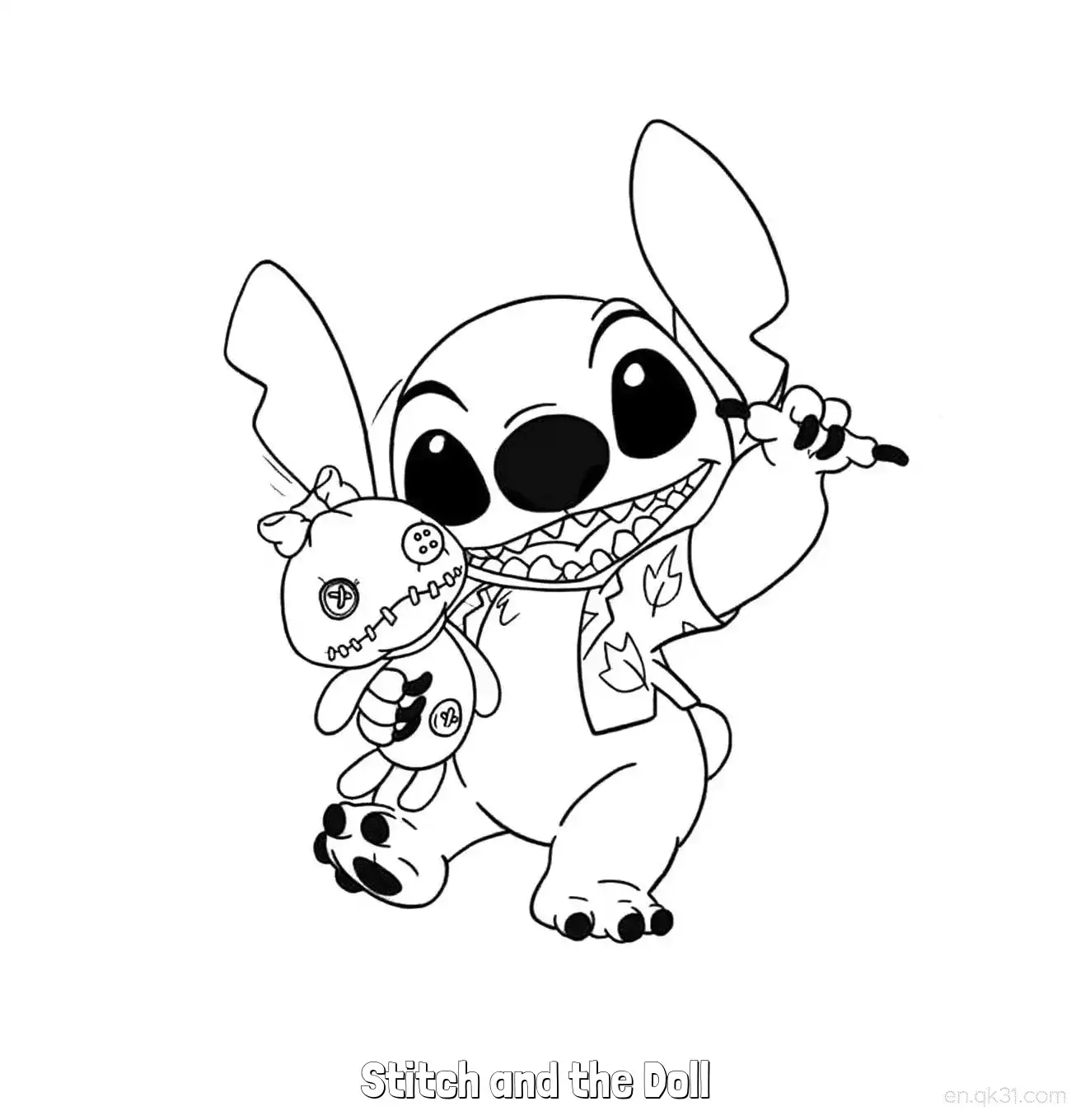 Stitch and the Doll 2 2 Coloring Page - Free Printable Lilo & Stitch PDF Coloring Sheets – Free Printable Coloring Page for Kids and Adults