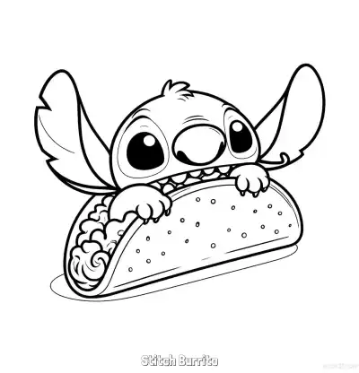 Free printable Stitch Burrito  Coloring Page - Free Printable Lilo & Stitch PDF Coloring Sheets coloring page