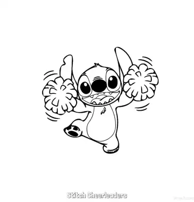 Free printable Stitch Cheerleaders  Coloring Page - Free Printable Lilo & Stitch PDF Coloring Sheets coloring page