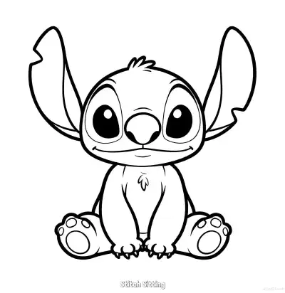 Free printable Stitch Sitting  Coloring Page - Free Printable Lilo & Stitch PDFS Coloring Sheets coloring page