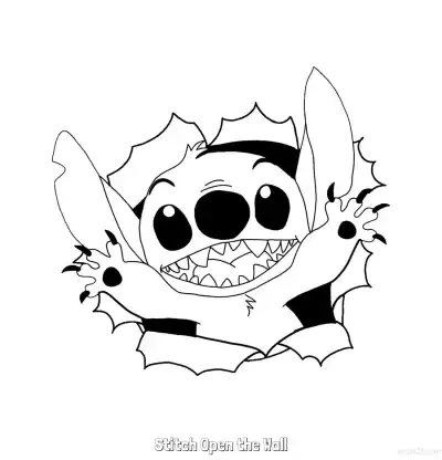 Free printable Stitch Open the Wall  Coloring Page - Free Printable Lilo & Stitch PDF Coloring Sheets coloring page