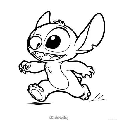 Free printable Stitch Playing 1 Coloring Page - Free Printable Lilo & Stitch PDFS Coloring Sheets coloring page
