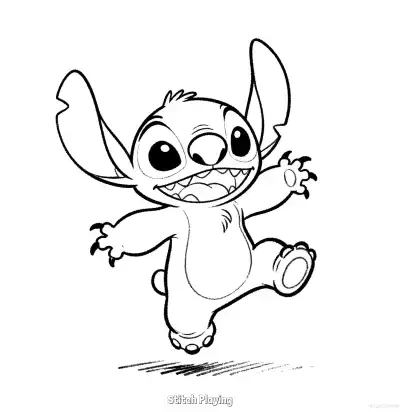 Free printable Stitch Playing 2 Coloring Page - Free Printable Lilo & Stitch PDFS Coloring Sheets coloring page