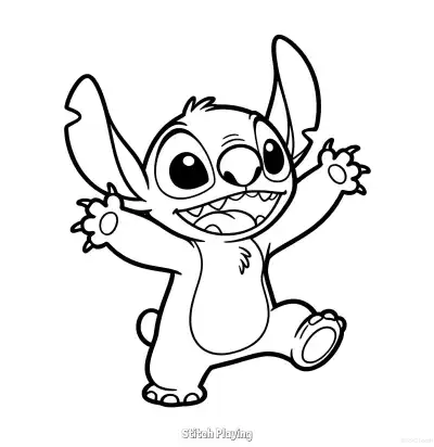 Free printable Stitch Playing 3 Coloring Page - Free Printable Lilo & Stitch PDFS Coloring Sheets coloring page