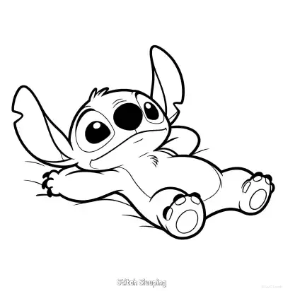 Free printable Stitch Sleeping  Coloring Page - Free Printable Lilo & Stitch PDFS Coloring Sheets coloring page