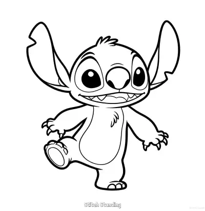 Free printable Stitch Standing 1 Coloring Page - Free Printable Lilo & Stitch PDFS Coloring Sheets coloring page