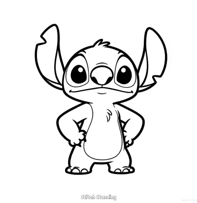 Free printable Stitch Standing 2 Coloring Page - Free Printable Lilo & Stitch PDFS Coloring Sheets coloring page