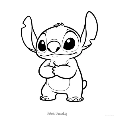 Free printable Stitch Standing 3 Coloring Page - Free Printable Lilo & Stitch PDFS Coloring Sheets coloring page