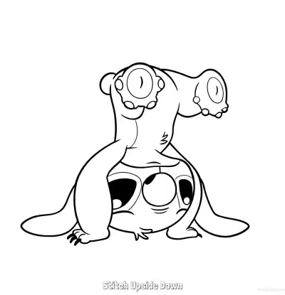 Free printable Stitch Upside Down  Coloring Page - Free Printable Lilo & Stitch PDFS Coloring Sheets coloring page