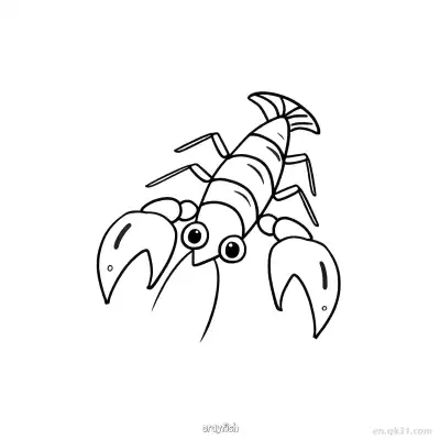 Free printable Big Eyed Cartoon Crayfish Outline  coloring page