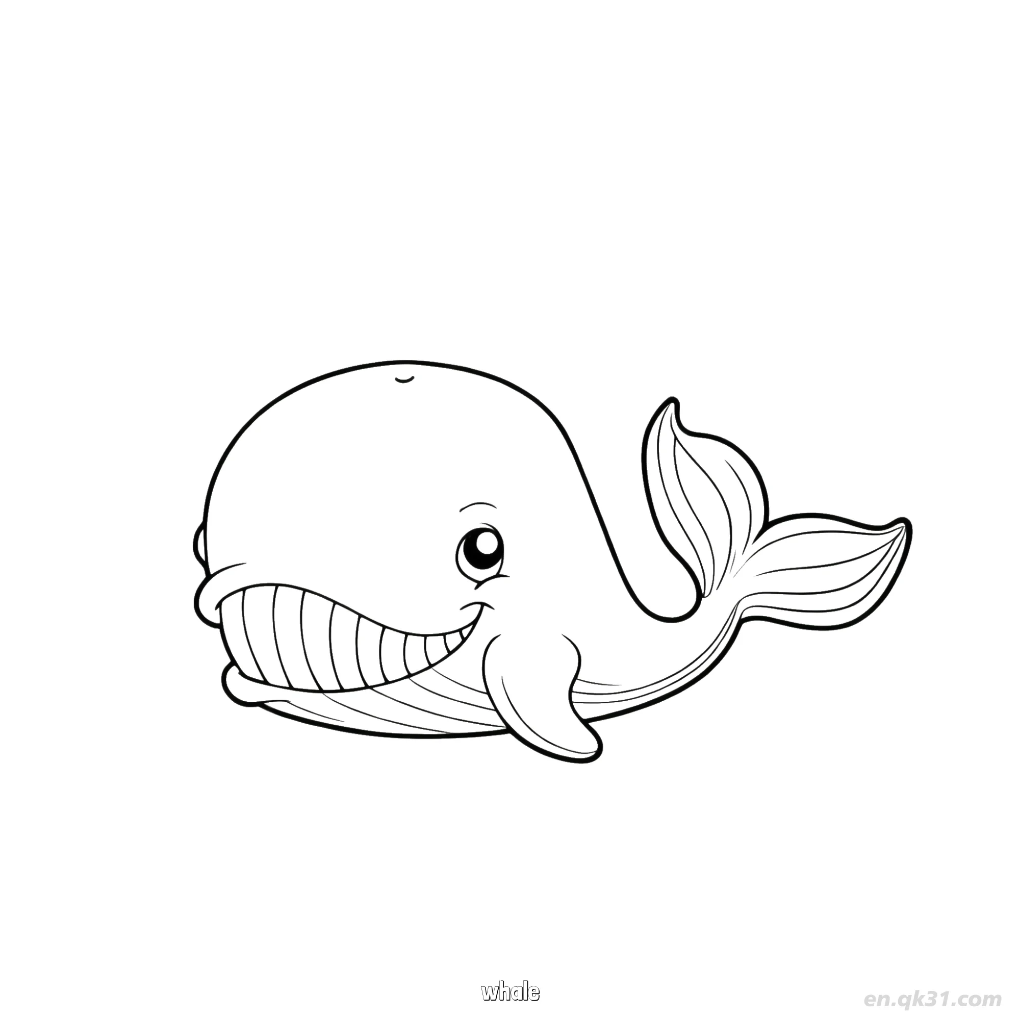 Big Smiling Cartoon Whale Coloring Page  – Free Printable Coloring Page for Kids and Adults