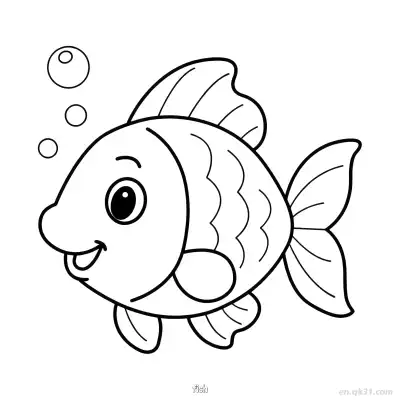 Free printable Bubbles Cute Round Fish Activity  coloring page