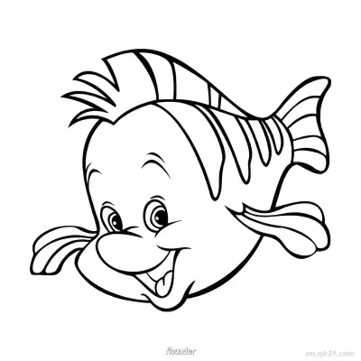 Free printable Cartoon Flounder Coloring Page  coloring page