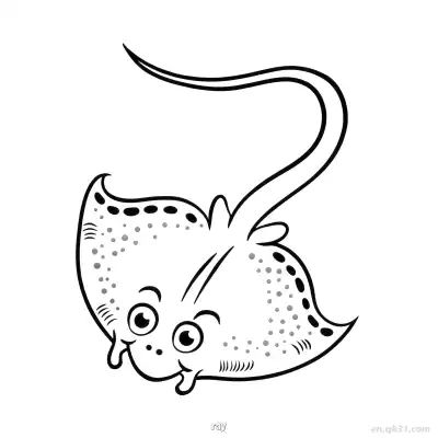Free printable Cartoon Ray Fish Printable  coloring page