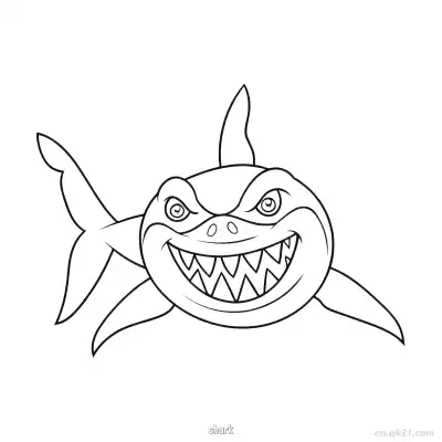 Free printable Cartoon Toothy Grin Shark Face  coloring page