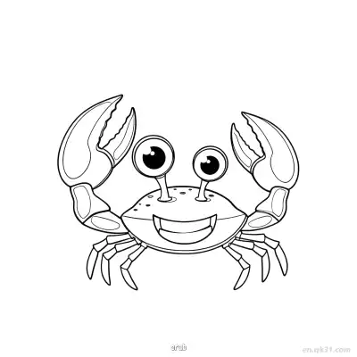 Free printable Cheerful Beach Crab Coloring Page  coloring page