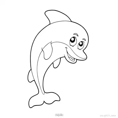 Free printable Cheerful Cartoon Dolphin Coloring Page coloring page