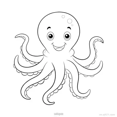 Free printable Cheerfully Smiling Octopus Drawing  coloring page