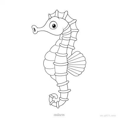 Free printable Classic Seahorse Line Art  coloring page