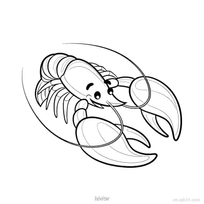 Free printable Curled Body Winking Lobster Drawing  coloring page