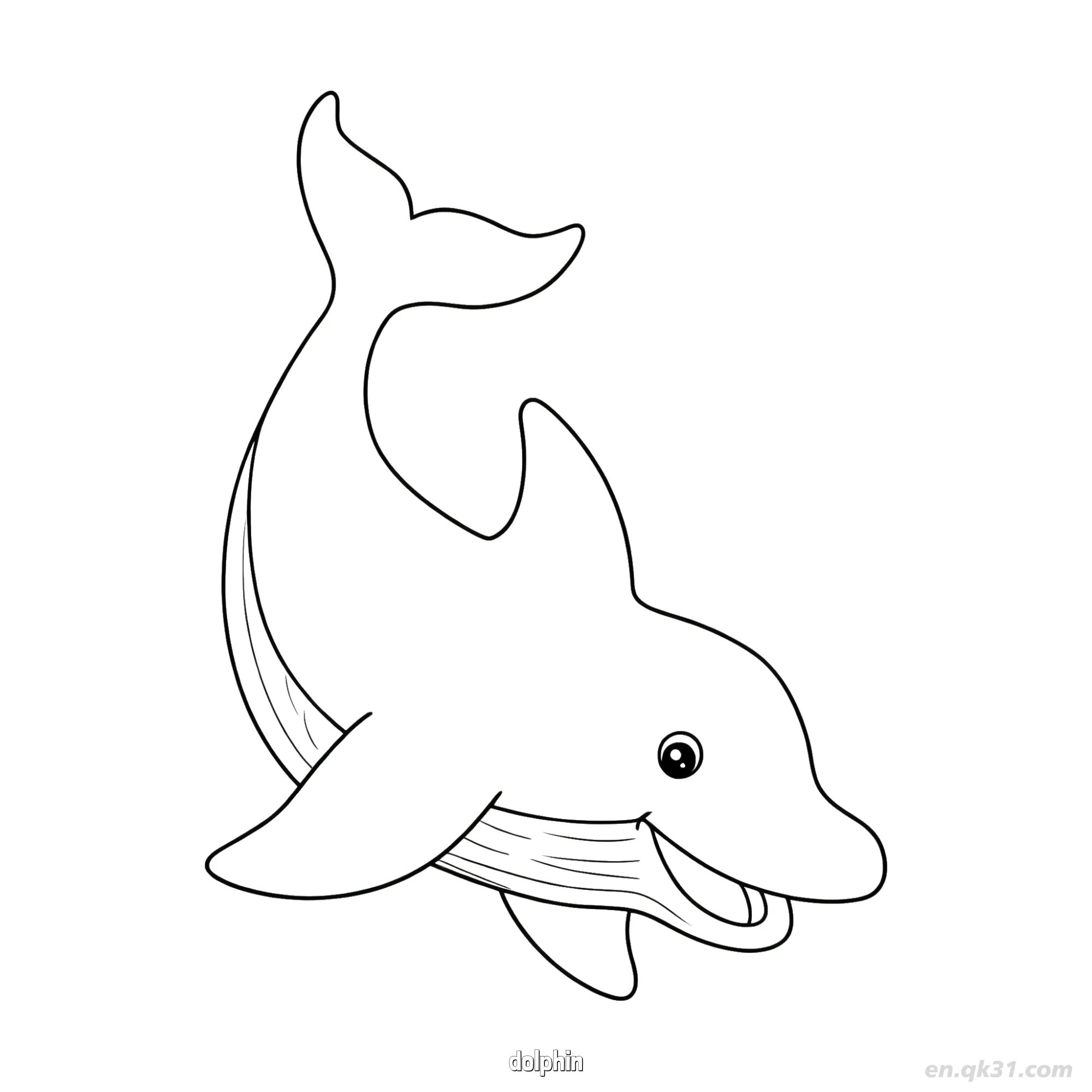 Curved Dolphin Open Mouth Coloring Page – Free Printable Coloring Page for Kids and Adults