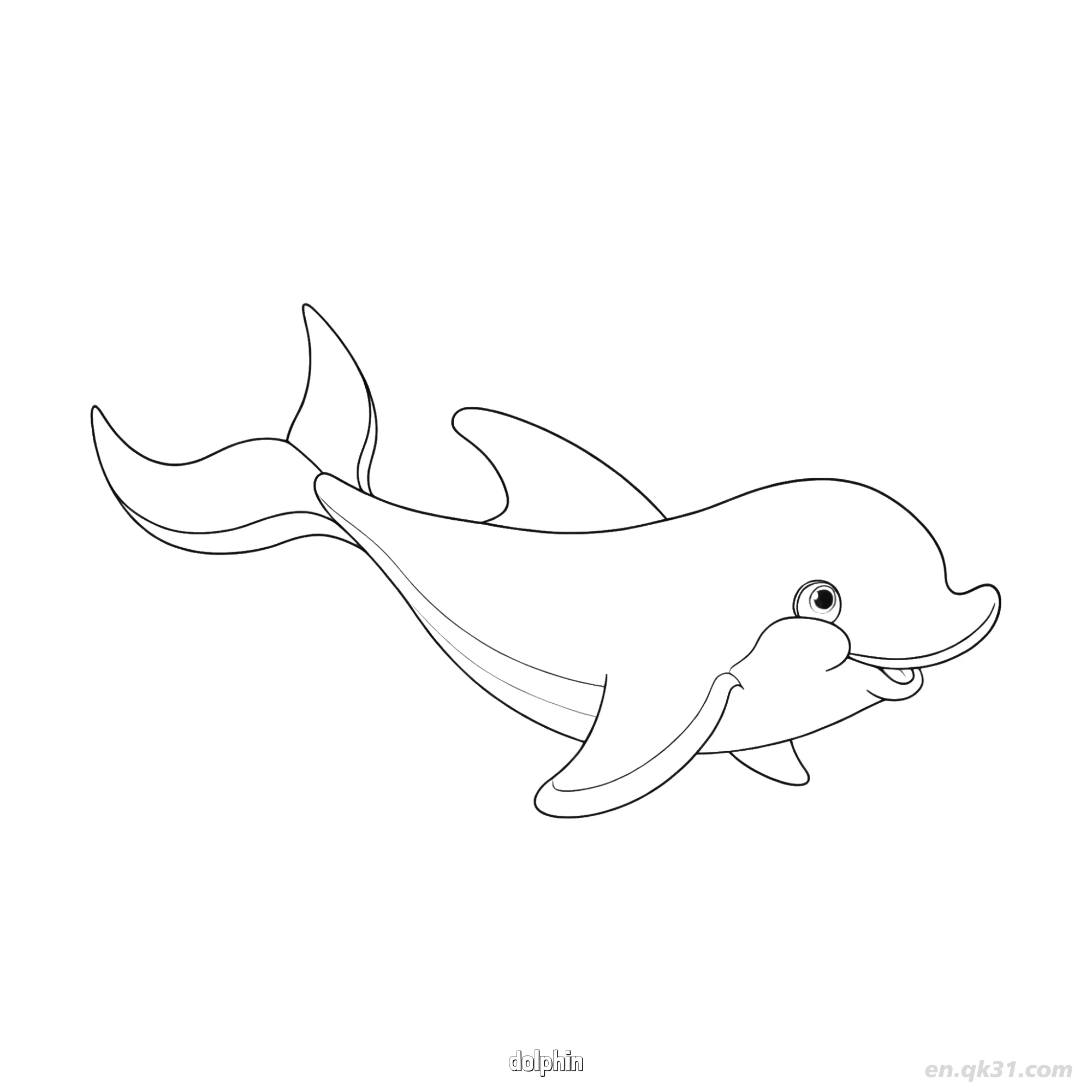 Curved Dolphin Smile Coloring Page – Free Printable Coloring Page for Kids and Adults